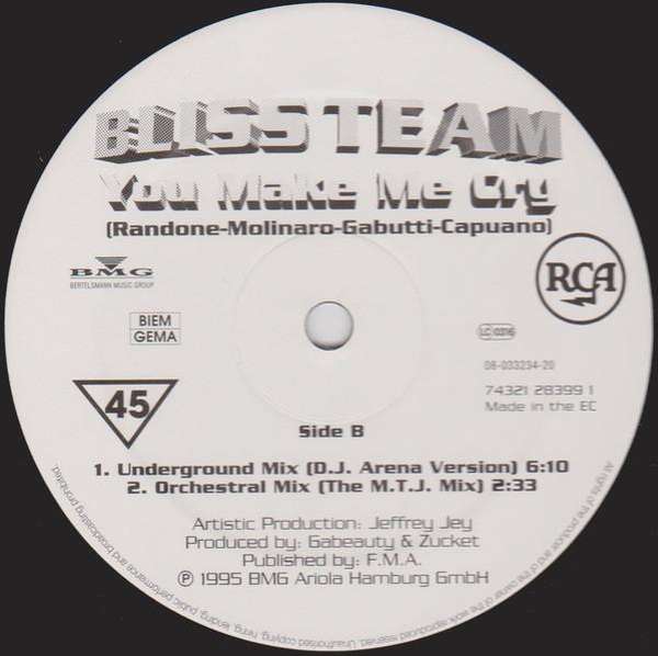 BLISS TEAM - You Make Me Cry - 12 inch x 1