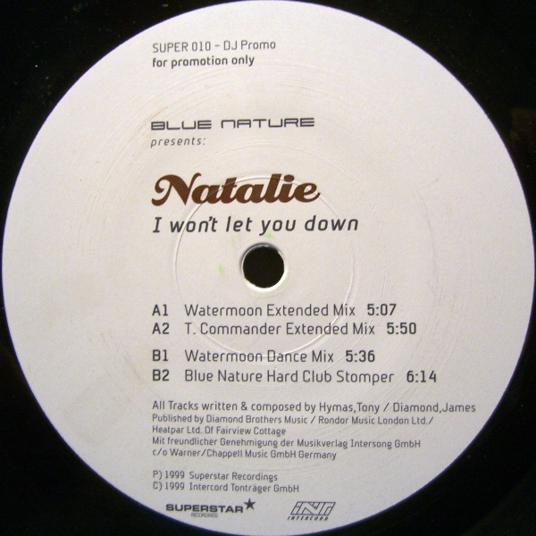 BLUE NATURE FEAT. NATALIE - I Won't Let You Down - Disque Maxi x 1