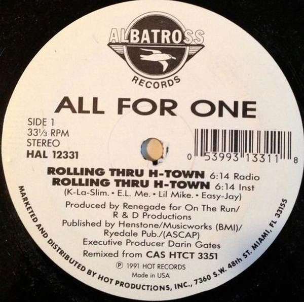 ALL FOR ONE - Rolling Thru H-Town - Disque Maxi x 1