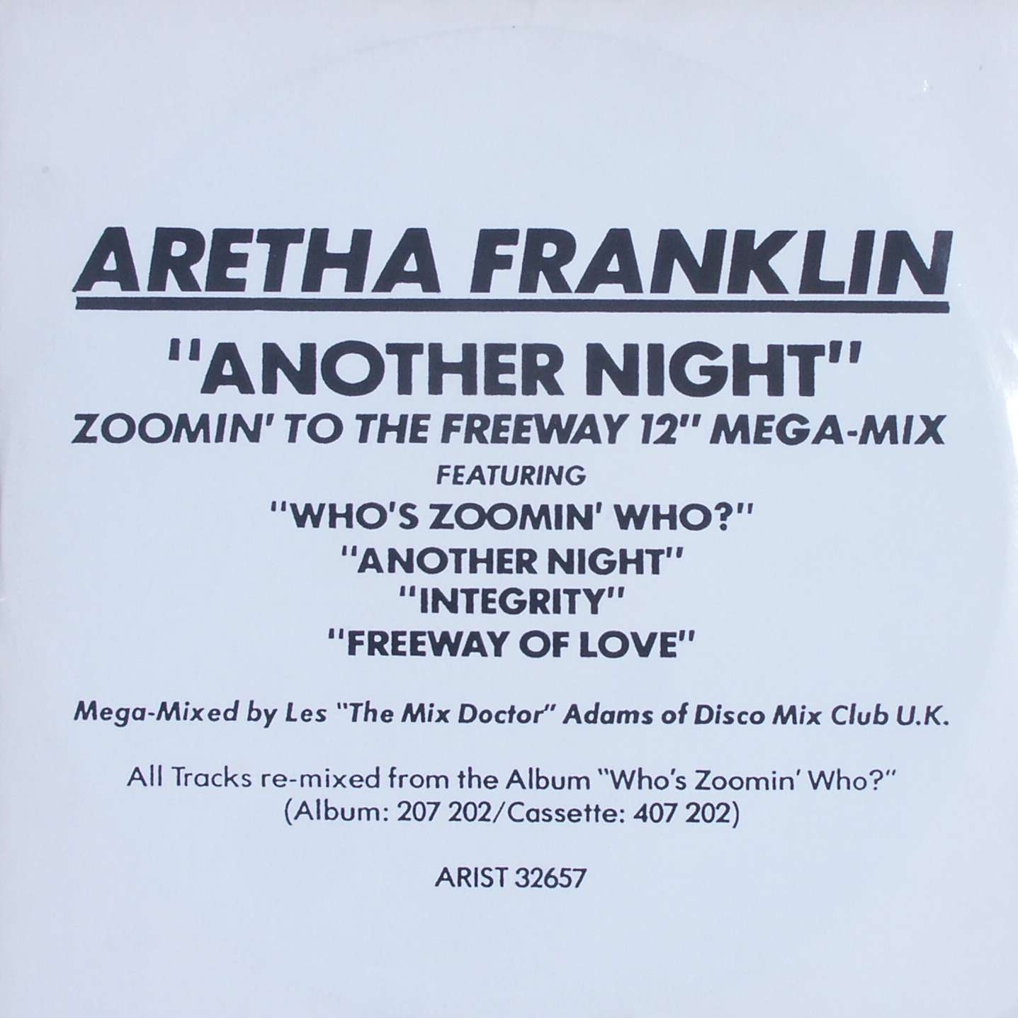 FRANKLIN, ARETHA - Another Night Megamix - Disque Maxi x 1
