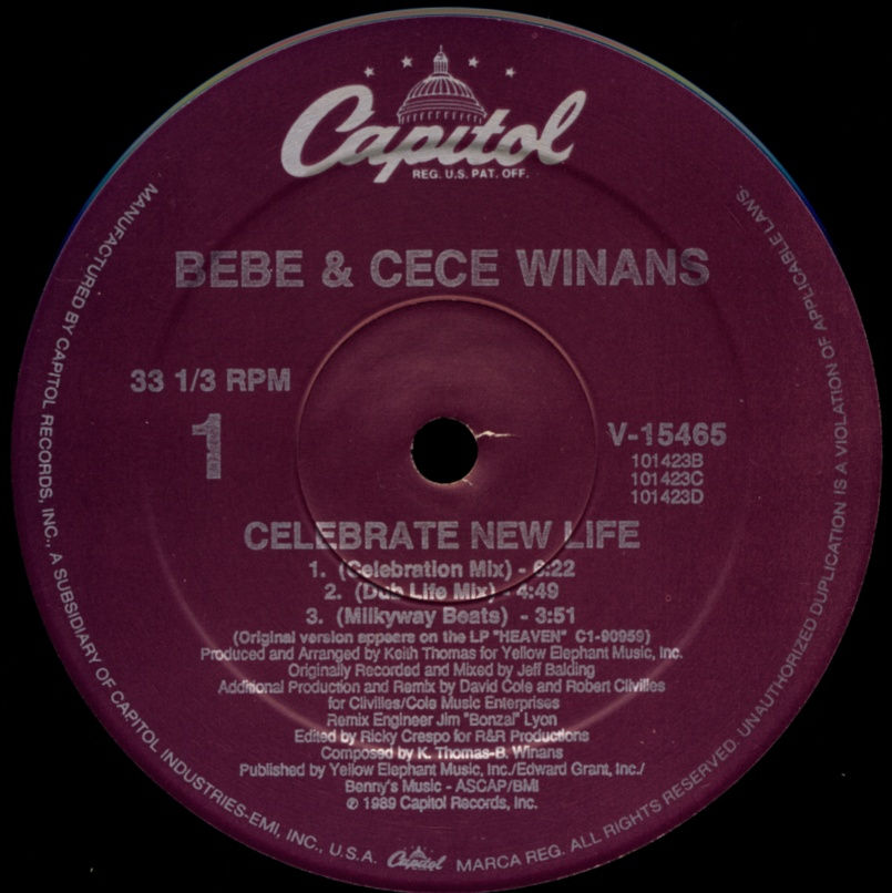 WINANS, BEBE & CECE - Celebrate New Life - 12 inch x 1