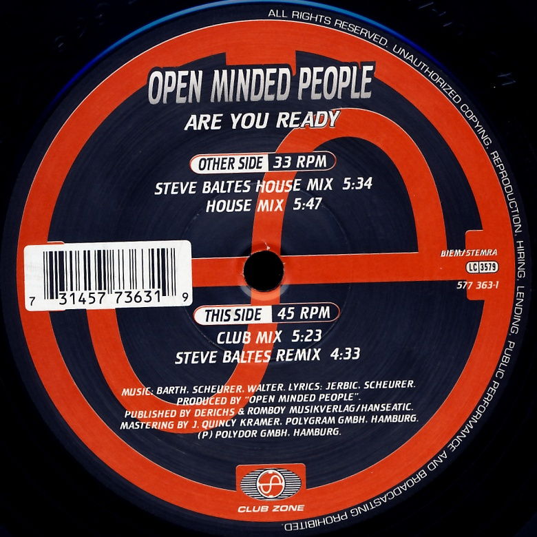 OPEN MINDED PEOPLE - Are You Ready - Disque Maxi x 1