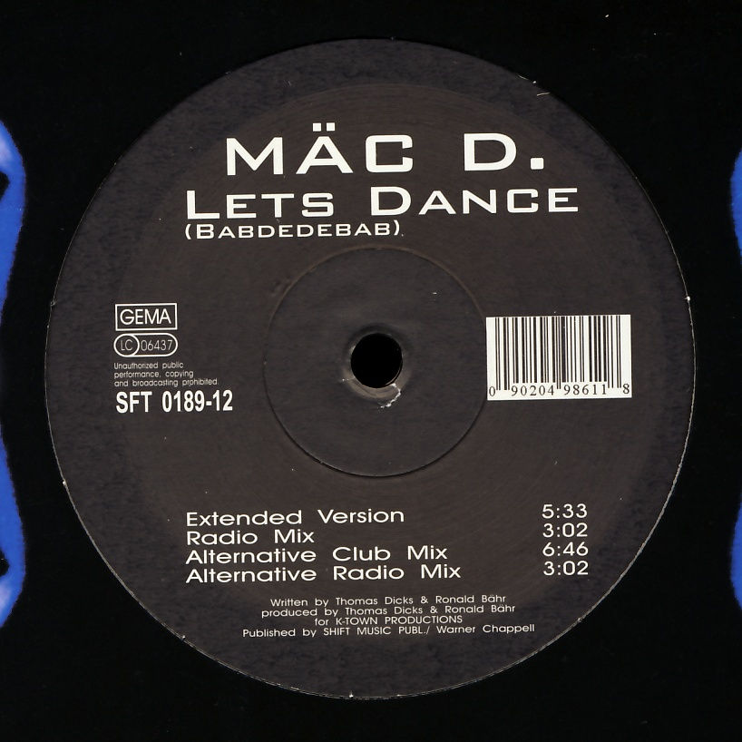 MÄC D. - Lets Dance (Babdedebab) - 12 inch x 1