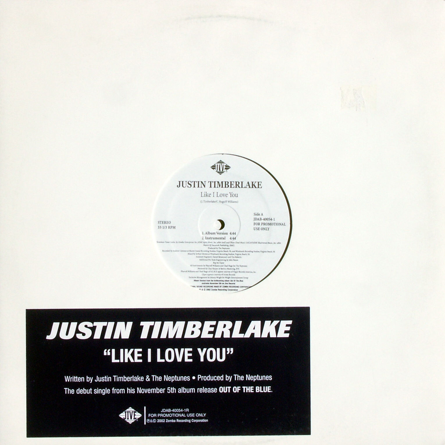 TIMBERLAKE, JUSTIN - Like I Love You - Disque Maxi x 1