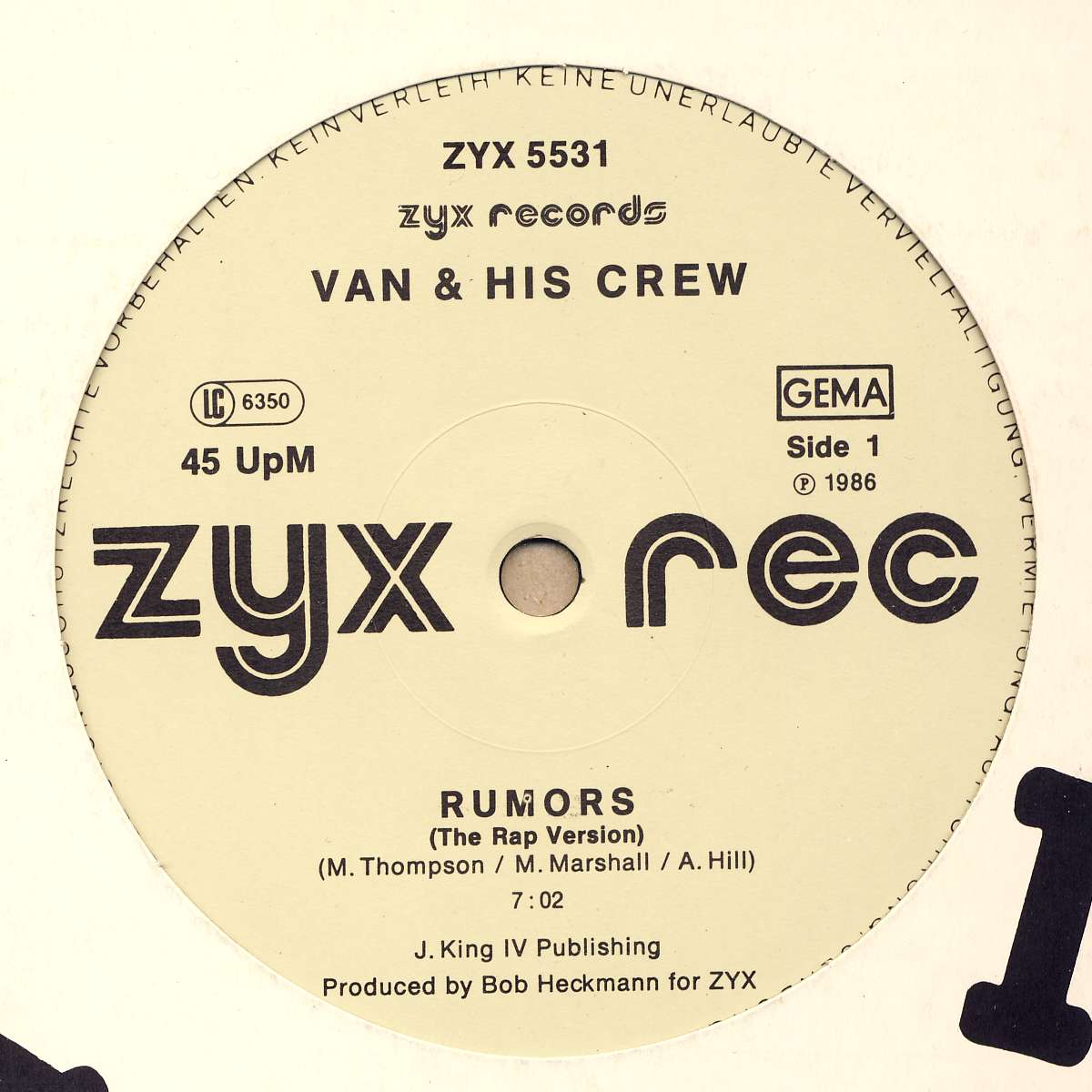 VAN & HIS CREW - Rumors - 12 inch x 1