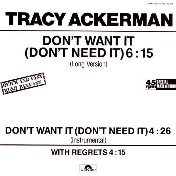 Tracy Ackerman - Don't Want It (Don't Need It)