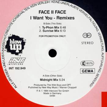 Face II Face - I Want You Remixes
